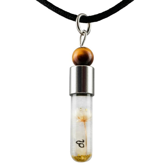 Sternzeichen Löwe, 23. Juli - 23. August, Halskette mit Glückstein Tigerauge und Sternzeichensymbol