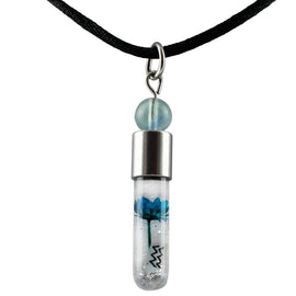 Sternzeichen Wassermann, 21. Januar - 19. Februar, Halskette mit Glücksstein Fluorit und Sternzeichensymbol