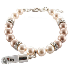 Swarovski Armband, CREME ROSE aus original Swarovski® Elementen mit Anhänger