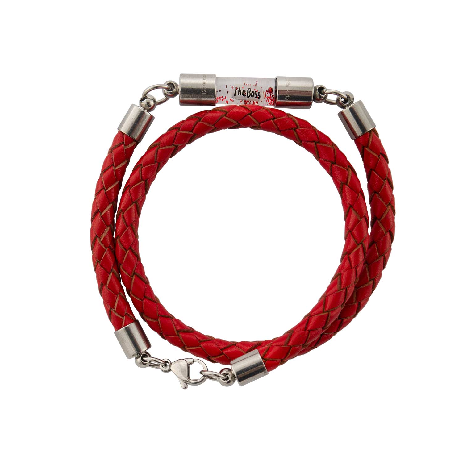 Armband mit Namen, Wickelarmband Leder Rot, personalisiert-1