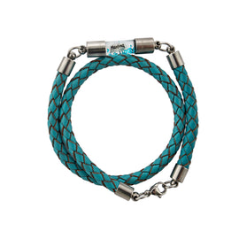 Armband mit Namen, Wickelarmband, Leder türkis, personalisiert